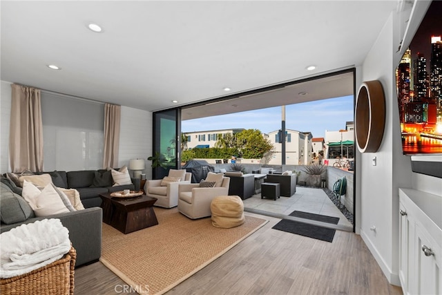 living room featuring light hardwood / wood-style flooring