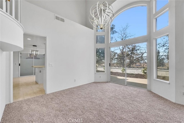 interior space with a notable chandelier