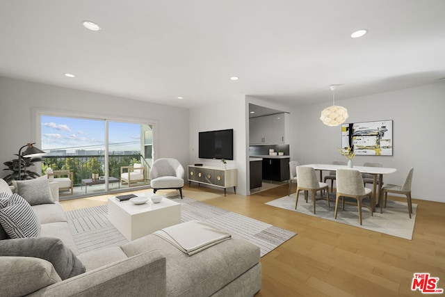 living room with light wood-type flooring