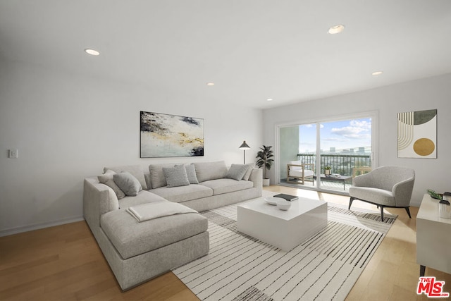 living room featuring light wood-type flooring