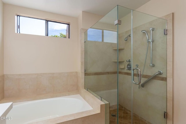 bathroom with independent shower and bath