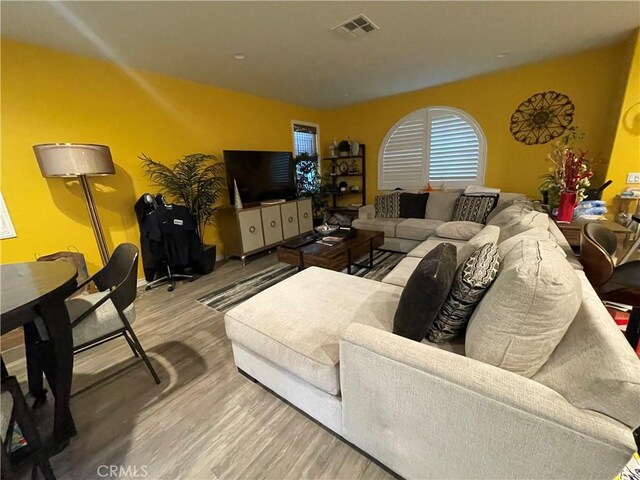 living room featuring light wood-type flooring