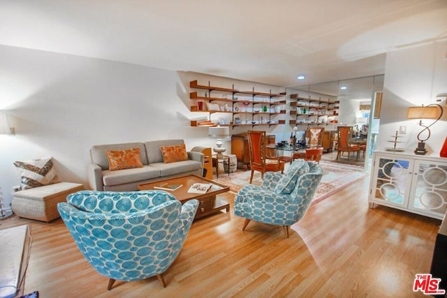 living room with light hardwood / wood-style flooring