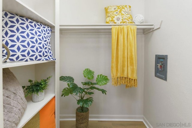 bathroom featuring hardwood / wood-style flooring