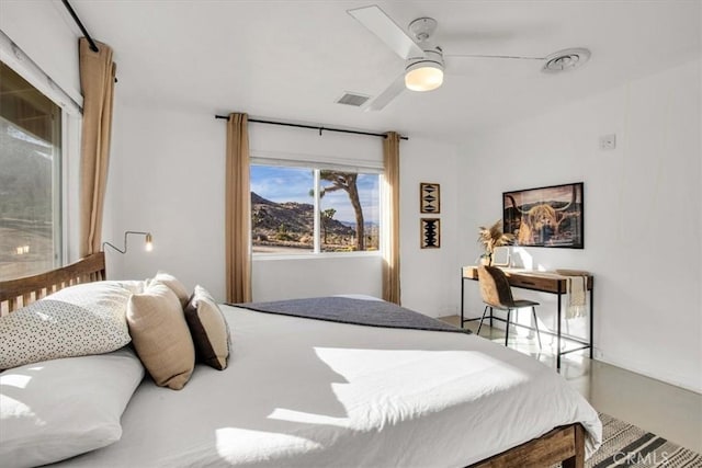 bedroom featuring ceiling fan