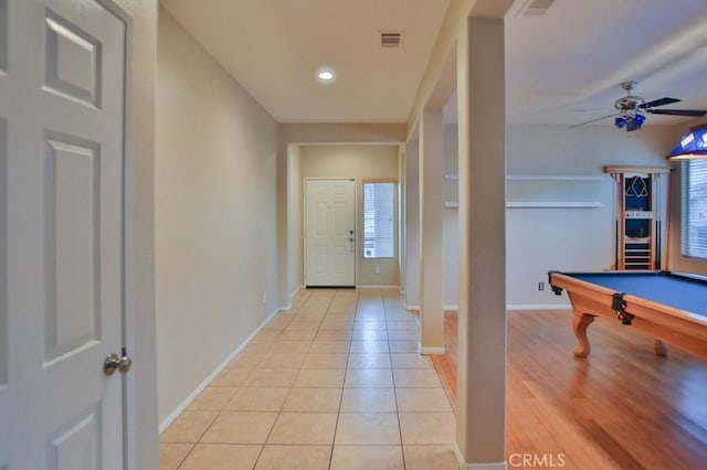 interior space featuring light tile patterned floors