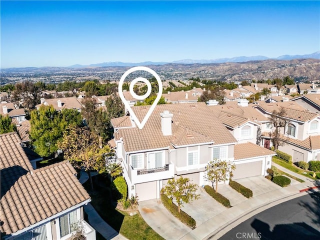 bird's eye view featuring a mountain view