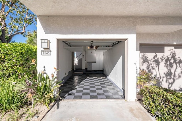 property entrance featuring a garage