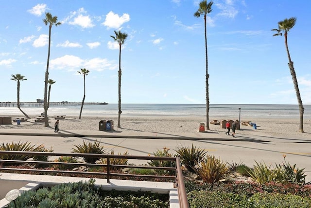 view of water feature with a view of the beach