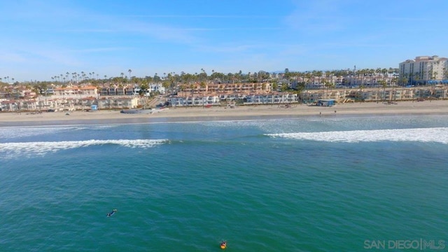 view of water feature featuring a beach view