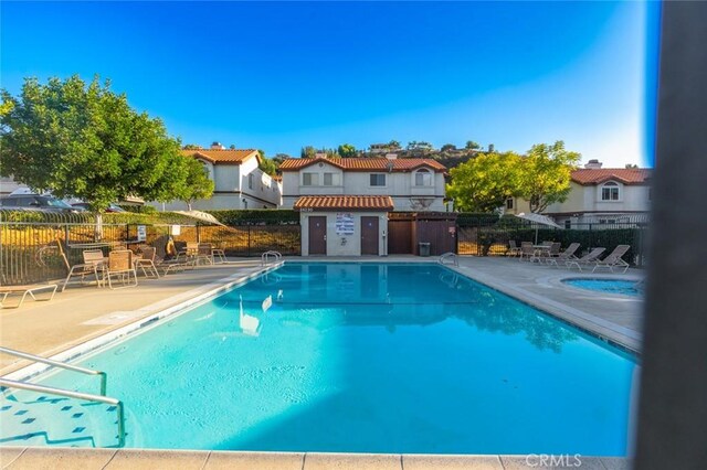 view of pool featuring a patio