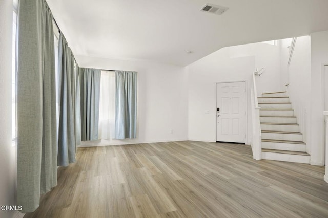 interior space with light hardwood / wood-style flooring