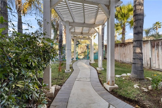 view of patio / terrace featuring a pergola