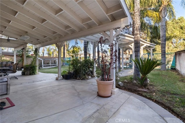 view of patio / terrace featuring a pergola