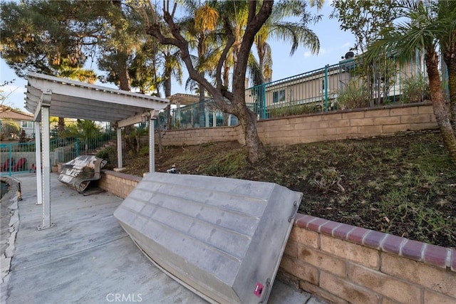 exterior space with a pergola