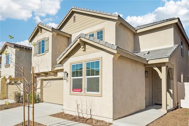 view of front of house with a garage