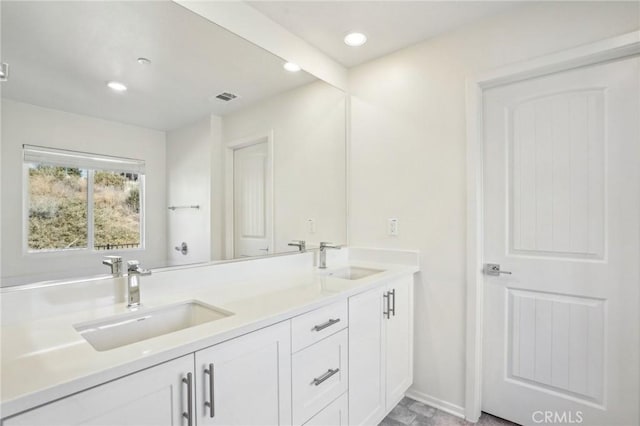 34260 Summer Ln, Yucaipa, CA 92399 - full bathroom featuring double vanity, recessed lighting, and baseboards