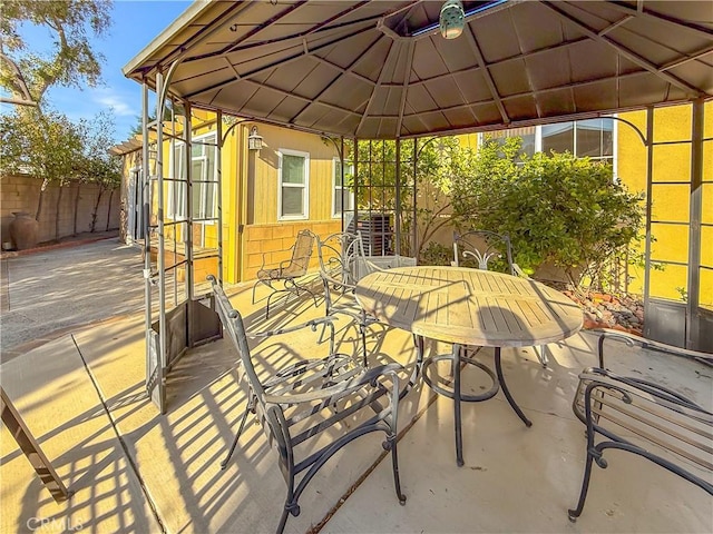 view of patio featuring a gazebo