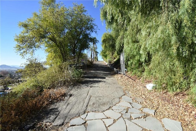 view of street with a mountain view