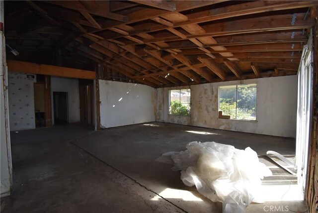 miscellaneous room featuring lofted ceiling