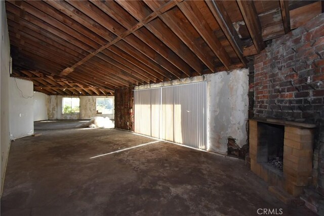 interior space with a fireplace