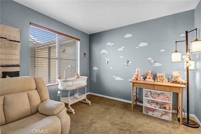 sitting room with carpet flooring