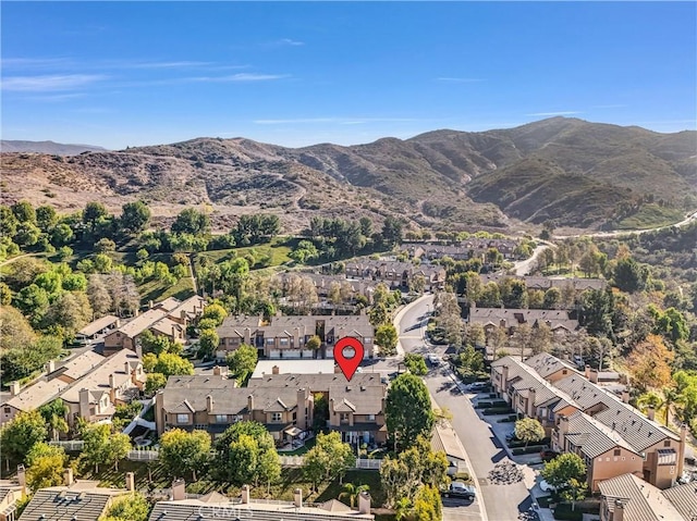 aerial view featuring a mountain view