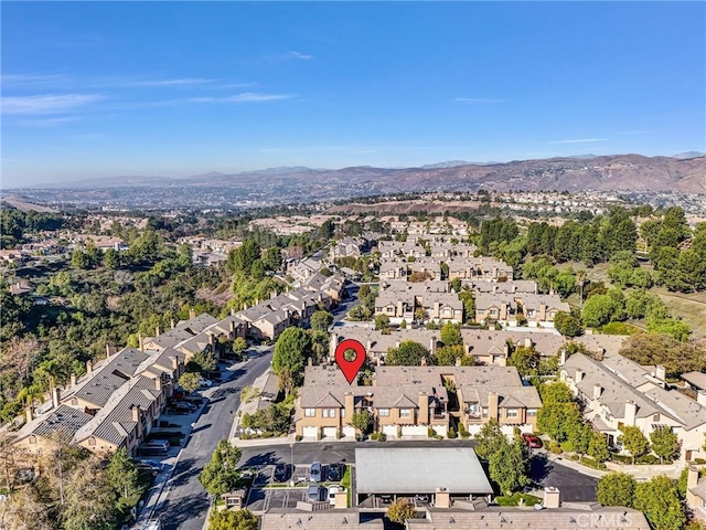 aerial view with a mountain view