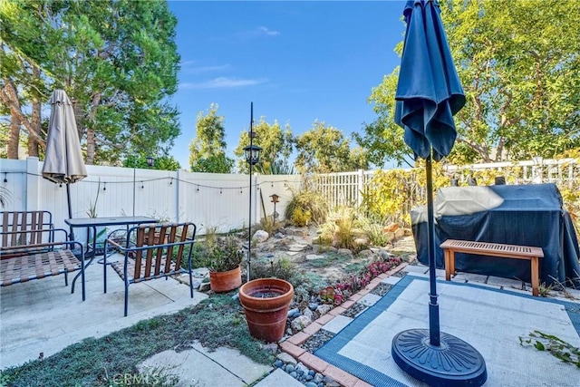 view of patio / terrace featuring a grill