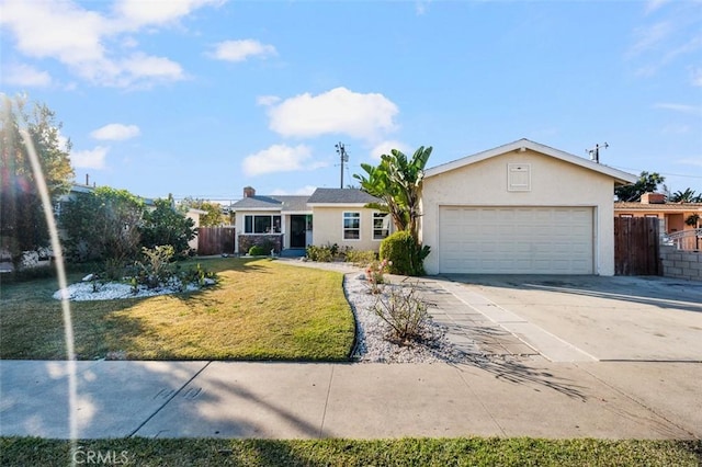 ranch-style house with a front lawn and a garage