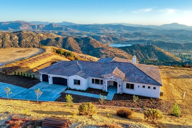 aerial view with a mountain view