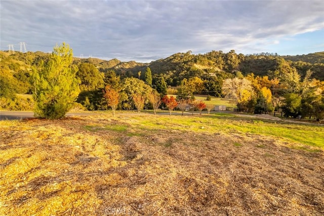 mountain view featuring a rural view