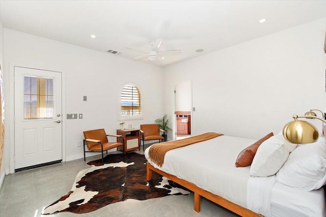 bedroom featuring ceiling fan