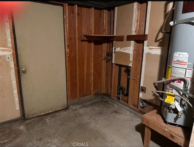 basement with gas water heater