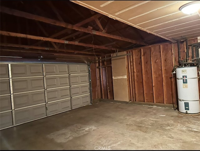 garage featuring water heater