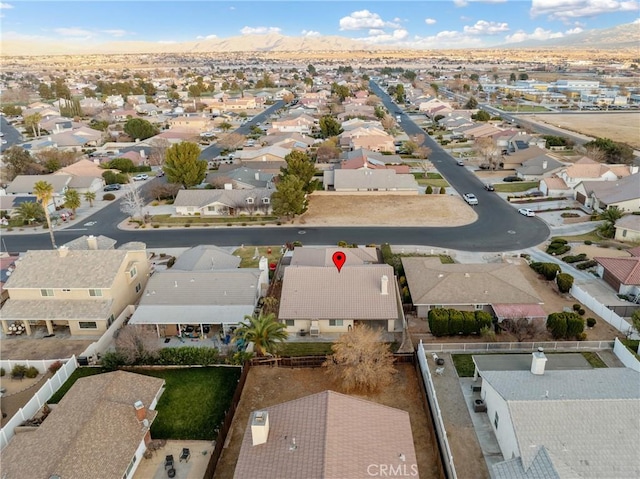 drone / aerial view featuring a mountain view