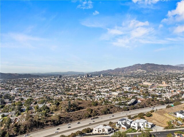 aerial view with a mountain view