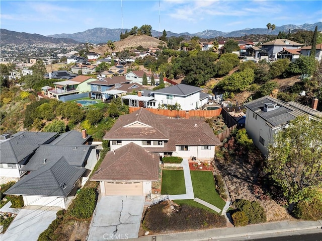 aerial view with a mountain view