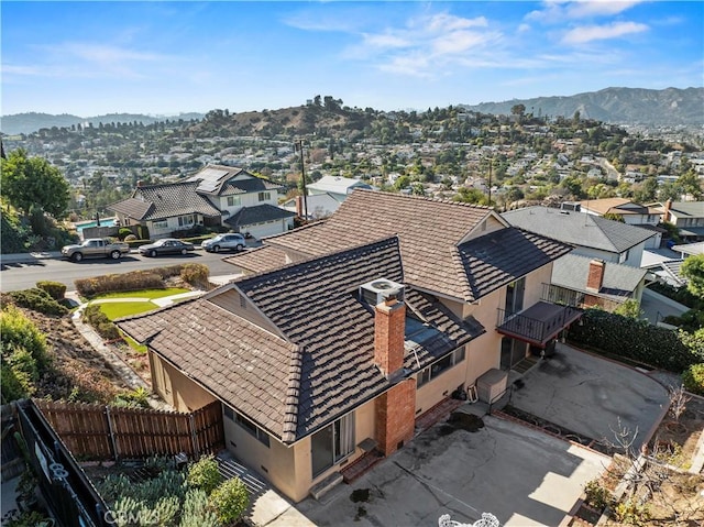 aerial view with a mountain view