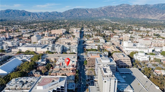 drone / aerial view with a mountain view