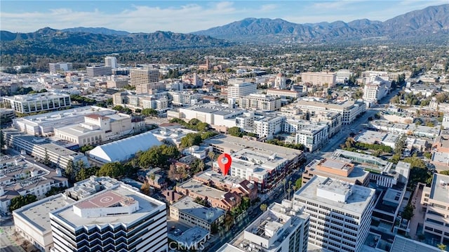 bird's eye view with a mountain view