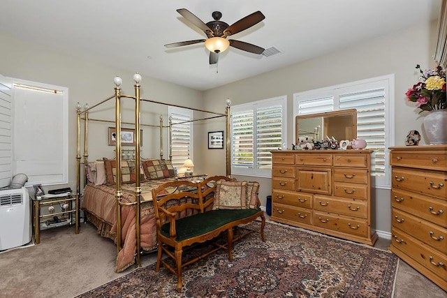 bedroom with carpet and ceiling fan