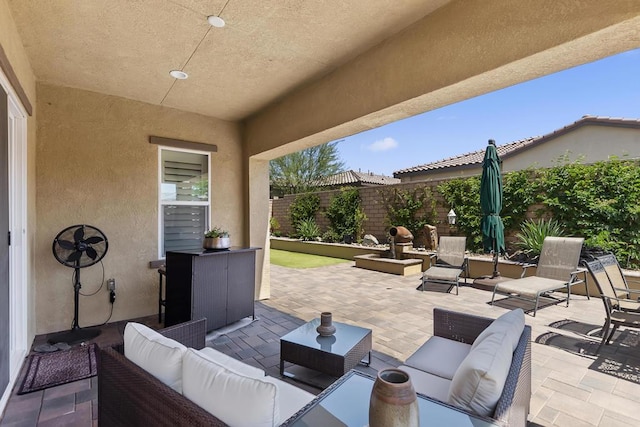 view of patio with an outdoor hangout area