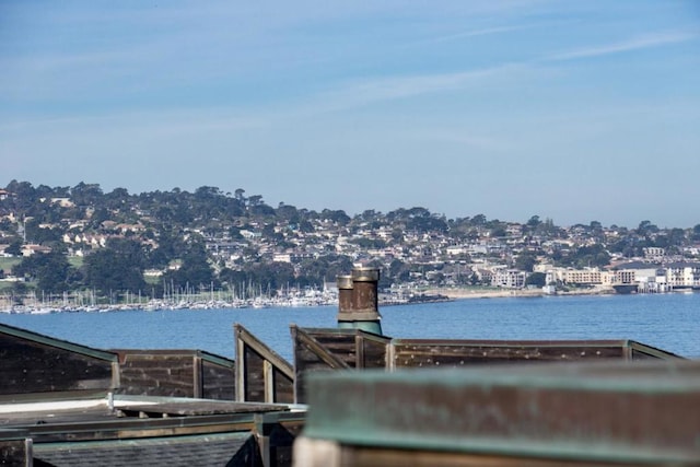 dock area featuring a water view