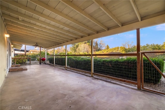 view of patio / terrace featuring ceiling fan