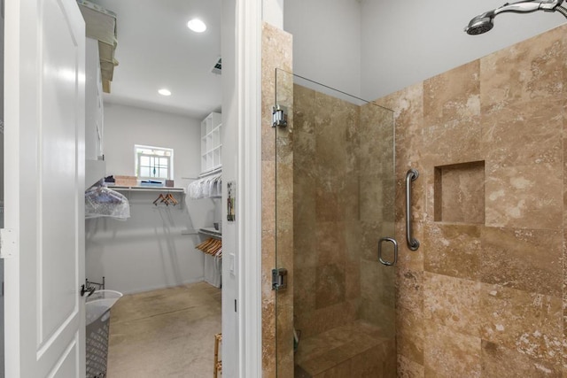 bathroom featuring an enclosed shower