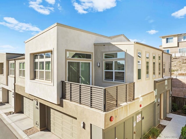 exterior space with a garage