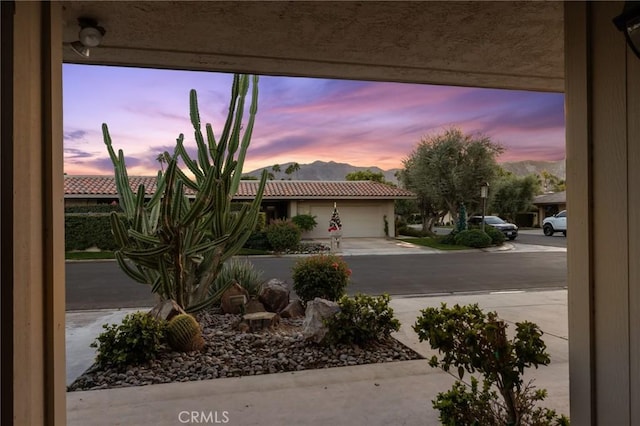 exterior space with a mountain view