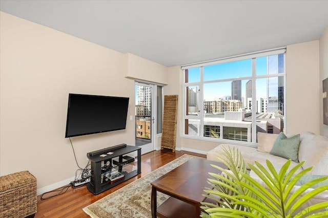 living room featuring hardwood / wood-style flooring