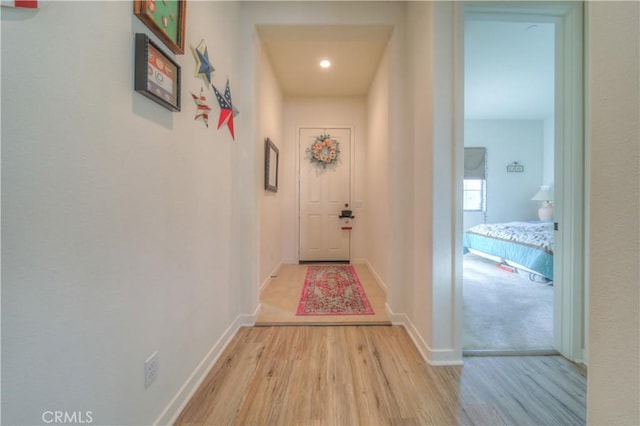 hall featuring light hardwood / wood-style flooring